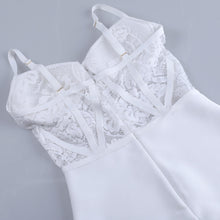 White Lace Bodycon Bandage Dress Above Knee Spaghetti Straps