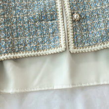 2 Piece Set Elegant Vintage Plaid Tweed Long Sleeve Jackets Coat + Mini A-line Skirts