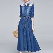 Elegant three quarter sleeve dress with high quality ties