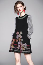 Elegant long sleeve shirt dress with high quality embroidery