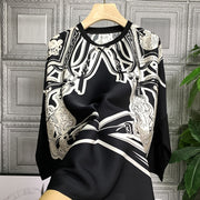 High Quality Button Down Batwing Sleeve Silk Blouse