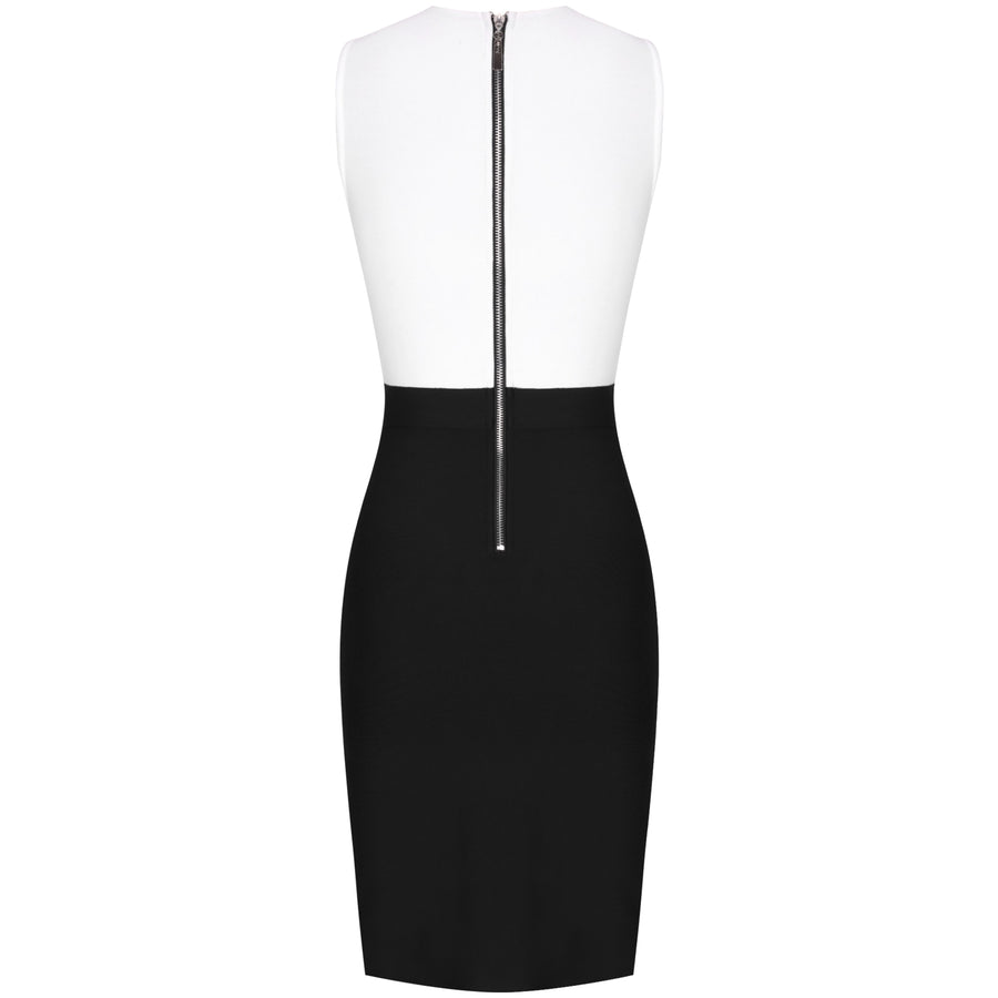 sleeveless bodycon dress with mesh insert in various colors