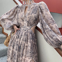 High Quality Long Sleeves Floral Vintage Maxi Dress