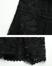 High Quality Hollow Out Midi Elegant Vintage Lace Black Dress