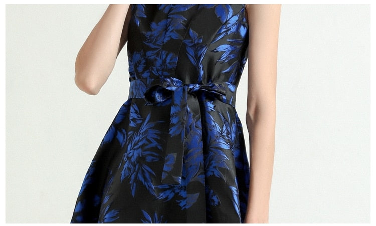 High Quality Vintage Sleeveless Floral Elegant Dress