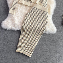 Temperament 3 Piece Set Plaid Knit Cardigan Bottoming Camisole Skirt