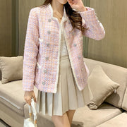 Elegant Vintage Double Breasted Pearls Jacket