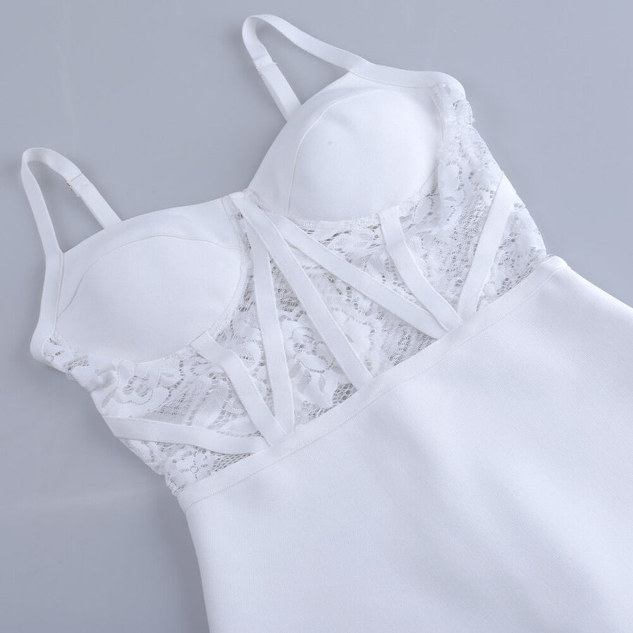 white lace bandage dress Kawko Lace Sleeve Bandage Dress In White Night Novas