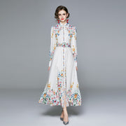 High Quality Ankle-Length A-Line Long Sleeve Print Elegant Dress