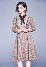 High Quality Vintage Bowknot Sleeves Lace Dress