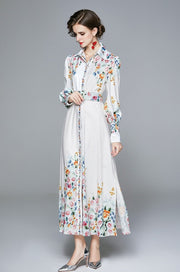 High Quality Ankle-Length A-Line Long Sleeve Print Elegant Dress