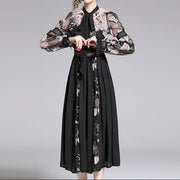 Women Luxury Embroidery Mesh Dress Festa Female Cocktail Party Robe High Quality Neck Ostrich Feather Designer Vestidos