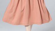 High Quality  Round Neck Long Lantern Sleeve Belted Loose Slim Pleated Dress