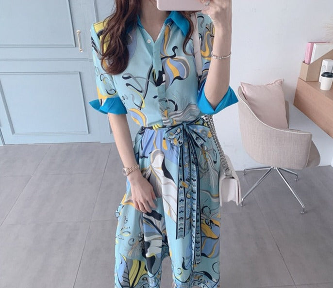 High Quality Three Quarter Sleeve Vintage Print Elegant Maxi Dress