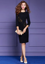 Elegant dress with sleeves in various colors with detail in high quality stones