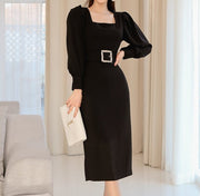 High Quality Long Sleeves Bodycon Office Black Elegant Dress