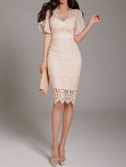 High Quality Lace Elegant Bodycon Solid Color Bodycon Dress