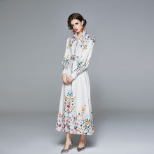 High Quality Ankle-Length A-Line Long Sleeve Print Elegant Dress