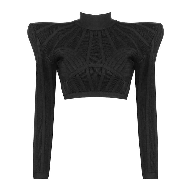 Sexy High Shoulder Long Sleeve Crop Top