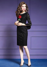 High Quality Knee Length Sleeve Elegant Lace Dress
