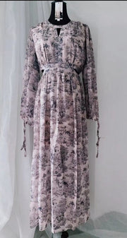 High Quality Long Sleeves Floral Vintage Maxi Dress