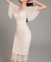 High Quality Lace Elegant Bodycon Solid Color Bodycon Dress