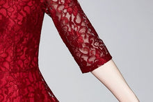 High Quality Red and Black Vintage Designer Elegant Lace Dress