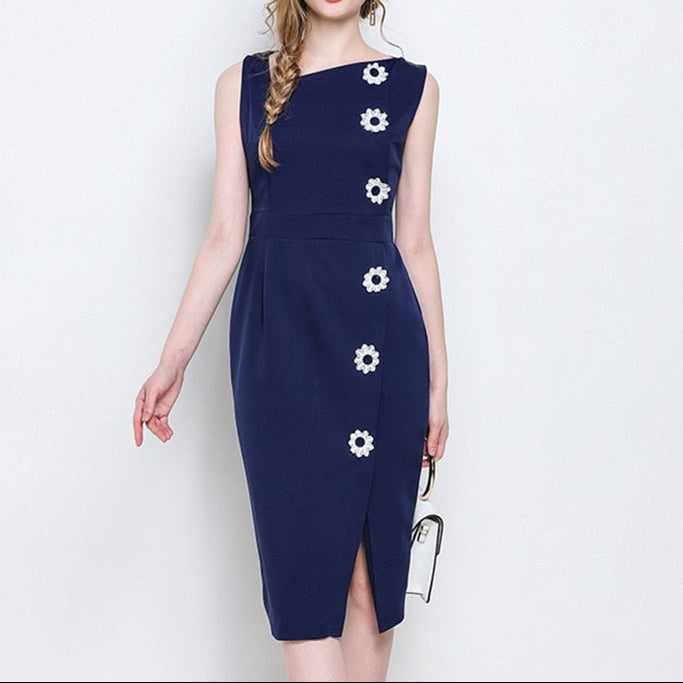 Women Summer Elegant Pencil Dress Festa High Quality Vintage Office Party Robe Femme Sleeveless Designer Tank Vestidos