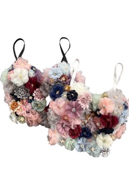 3D Floral Sleeveless Cami Crop Top