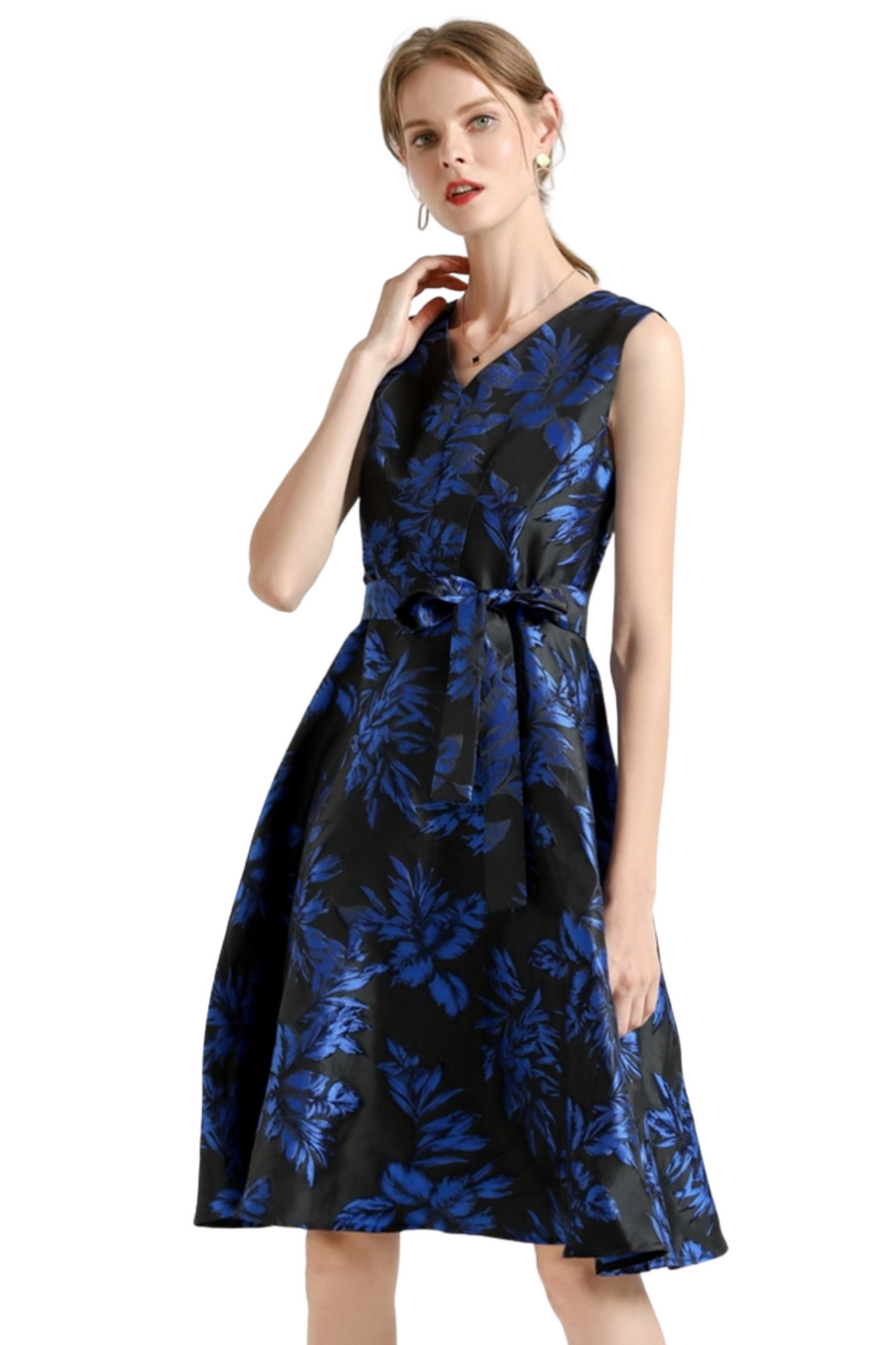 High Quality Vintage Sleeveless Floral Elegant Dress