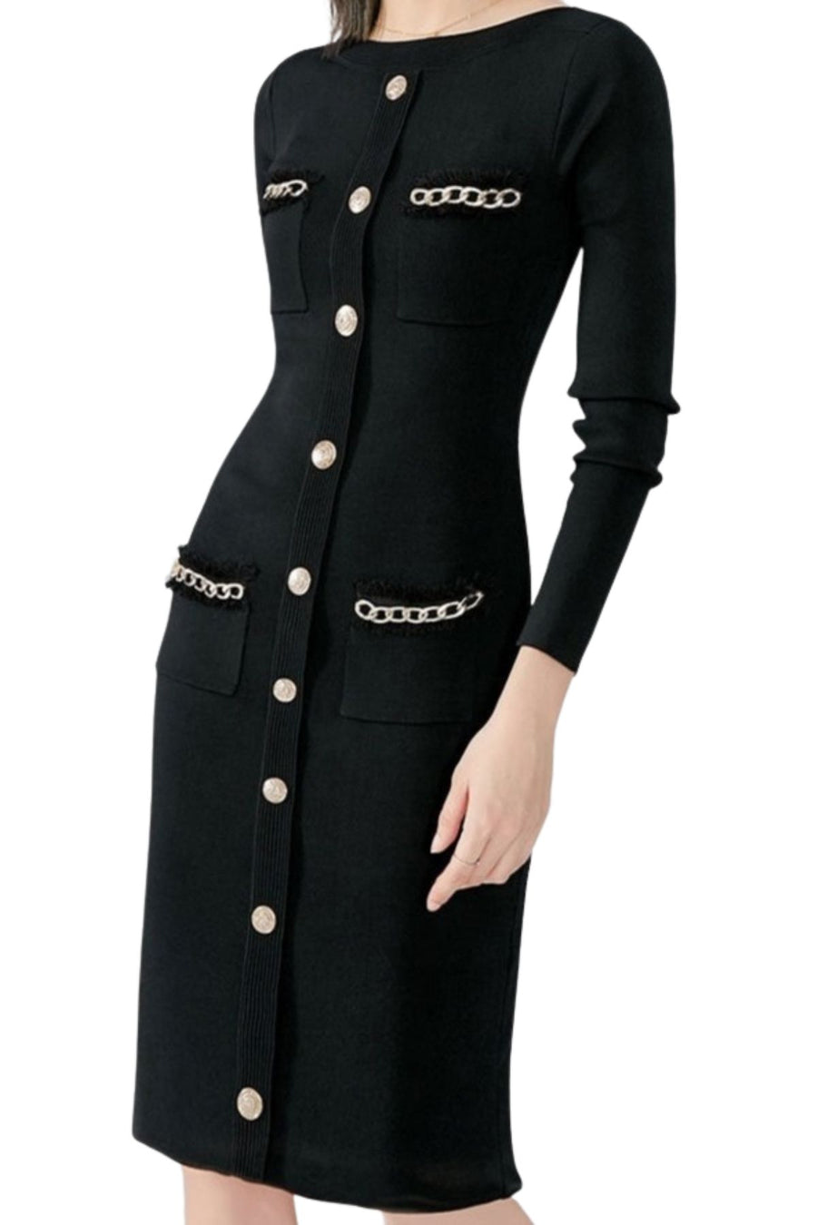 Mid Length Waist Dress High Quality Above Knee Long Sleeve Skirt