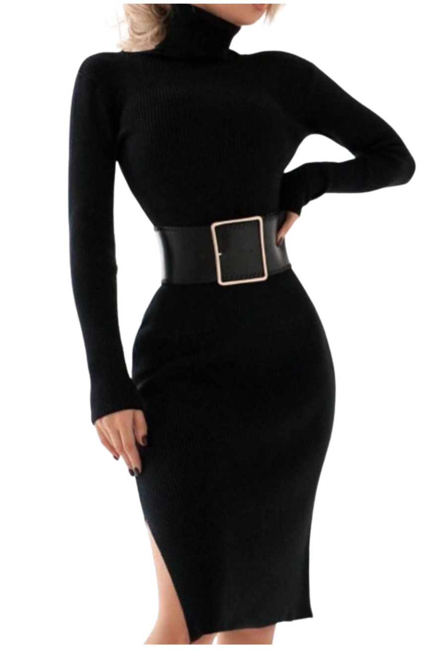Bodycon Long Sleeve Knit Turtleneck Bandage Dress ETERNA Bodycon Long Sleeve Knit Turtleneck Bandage Dress ETERNA