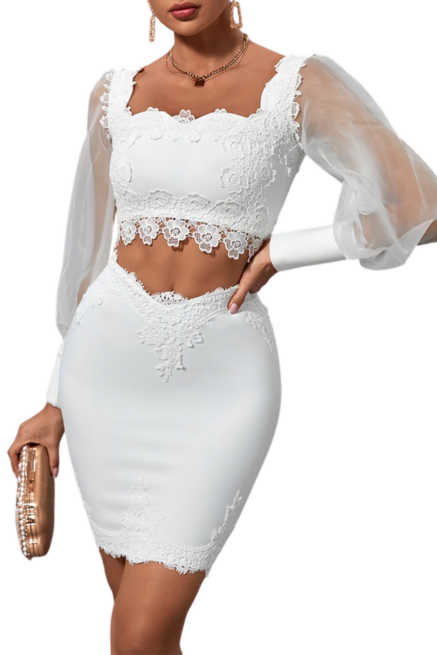 Sexy Elegant Lace Two Piece Bodycon Dress