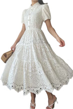 Vintage Elegant Embroidered Hollow Out Midi Dress In Various Colors High Quality