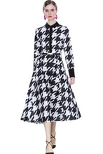 Elegant print long dress with long sleeves and high quality elastic waist