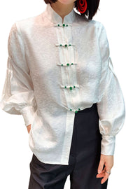 High Quality Loose Fit White Long Sleeve Silk Blouses