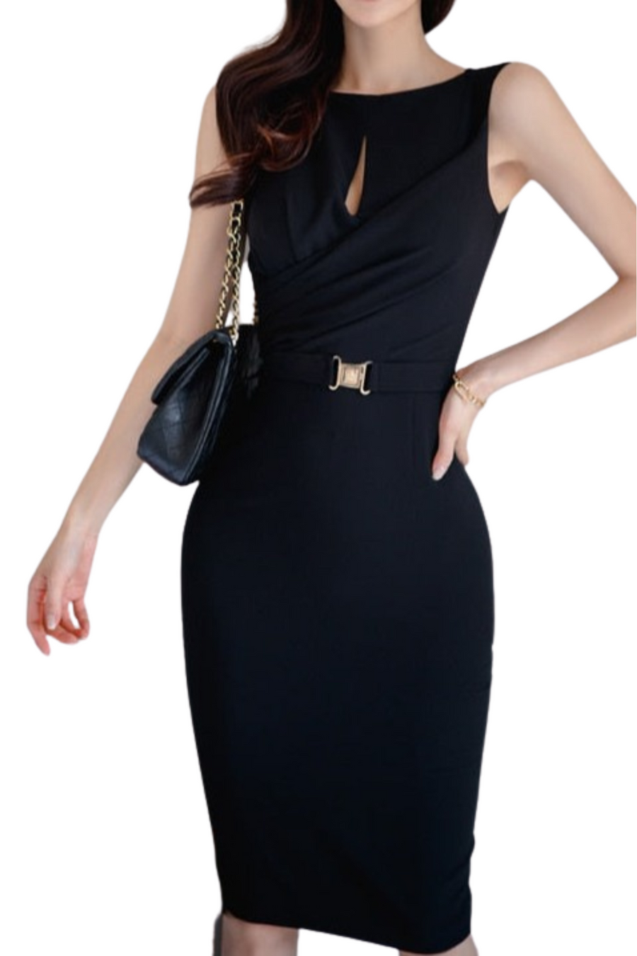 Elegant Sleeveless Bodycon Knee Length Casual Dress Black / XL Elegant Sleeveless Bodycon Knee Length Casual Dress Black / XL