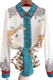 High Quality Button Down Printed Lapel Long Sleeve Shirt