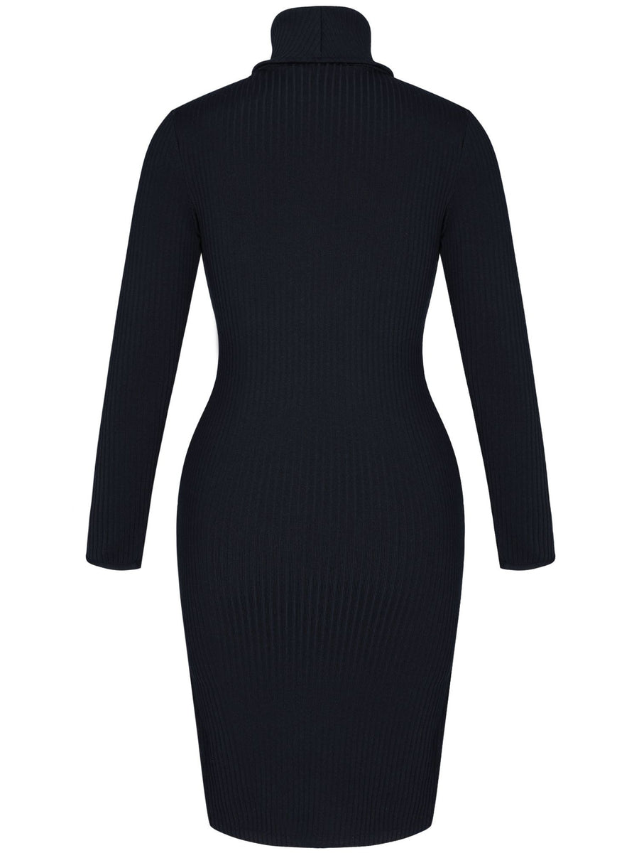 Bodycon Long Sleeve Knit Turtleneck Bandage Dress