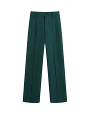 Pants With Darts  Wear Straight Pants Vintage High Waist Zipper Fly Female Trousers