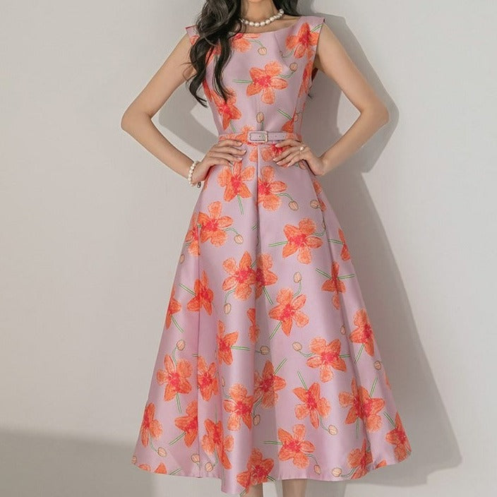 Floral Long Slim Casual Elegant Dress