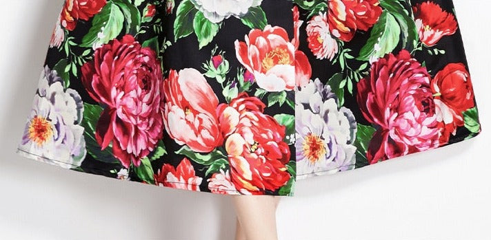 High Quality Midi Floral Print Sleeveless Round Neck Dress