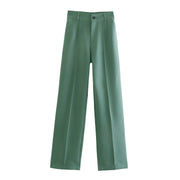 Pants With Darts  Wear Straight Pants Vintage High Waist Zipper Fly Female Trousers