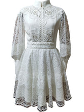 High Quality High Quality Stand Collar Long Sleeve High Waist Cut Out Vintage Dress