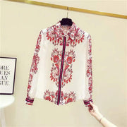 High quality long sleeve satin printed shirt