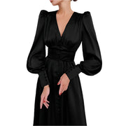 High Quality Deep V Neck Long Sleeve Dress