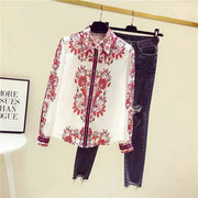 High quality long sleeve satin printed shirt