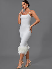 Elegant Feather Bandage Bodycon Bandage Dress Sexy Elegant Midi Dress