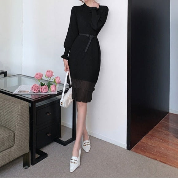 High Quality Various Colors O Neck Long Sleeve Elegant Dress