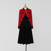 Set 2 pieces velvet dress + high quality long-sleeved jacket